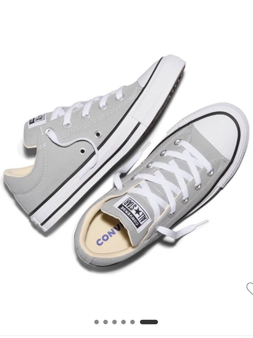 Converse Low Top Canvas Sneakers in Light Gray and White